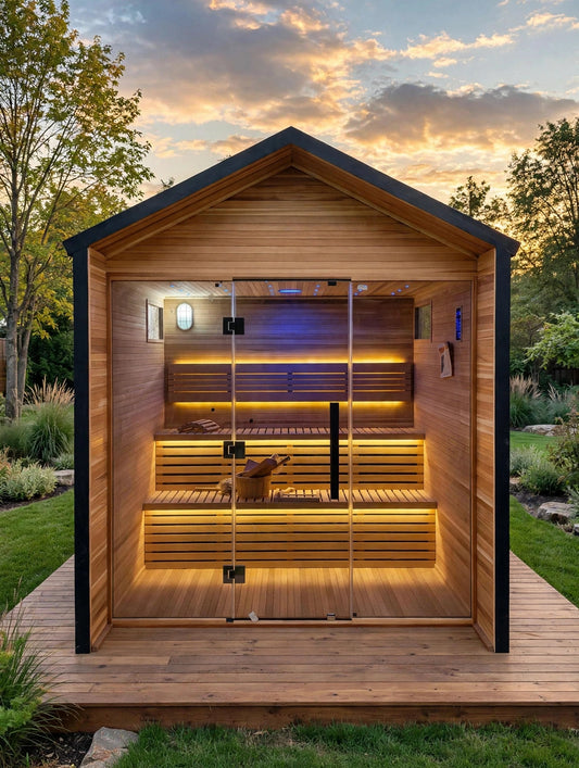 4-Person Outdoor Red Cedar Sauna with Harvia Heater