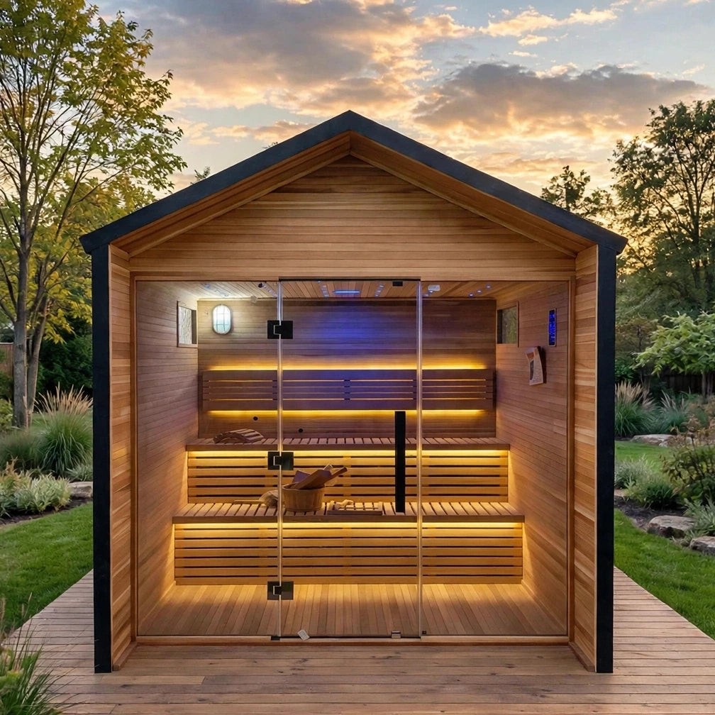 4-Person Outdoor Red Cedar Sauna with Harvia Heater